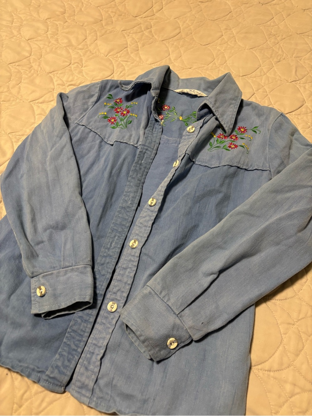 Vintage Galliano Embroidered Denim Western Button-Down Shirt